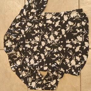 Vintage Anna and Frank Black Floral Silk Blouse Size 8